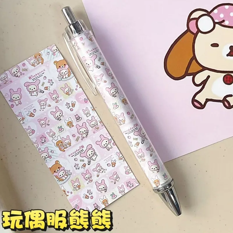 Bolígrafo de gel Rilakkuma Rabbit Press, alta calidad de color, estilo lindo, 0.5mm, para estudiantes, universal, escritura suave, duradero, color negro.