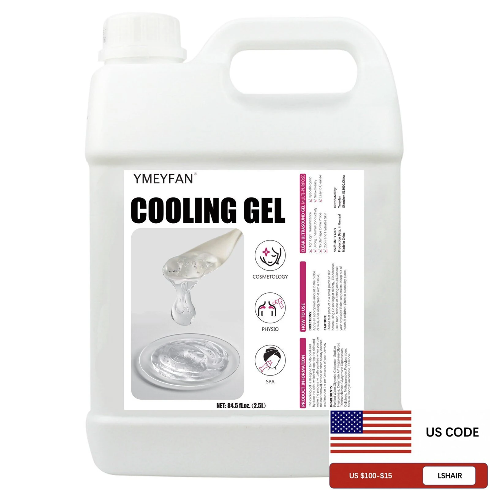 Gel conductor de 84,5 oz, Radiofrecuencia y cavitacion, Gel conductor transparente para máquina ultrasónica, microcorriente facial EMS HIFU
