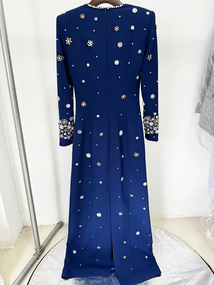 Vestido Largo de Fiesta de Diseñador, Última Moda 2026, Vestido Largo Formal de Manga Larga con Cuentas de Lujo para Mujer
