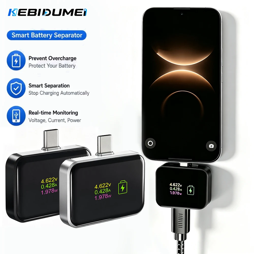 Adaptador de Carga con Parada Automática KEBIDUMEI 140W, Carga Rápida Tipo C, Protector de Desconexión de Carga Completa, Protección Contra Sobrecarga para Teléfono