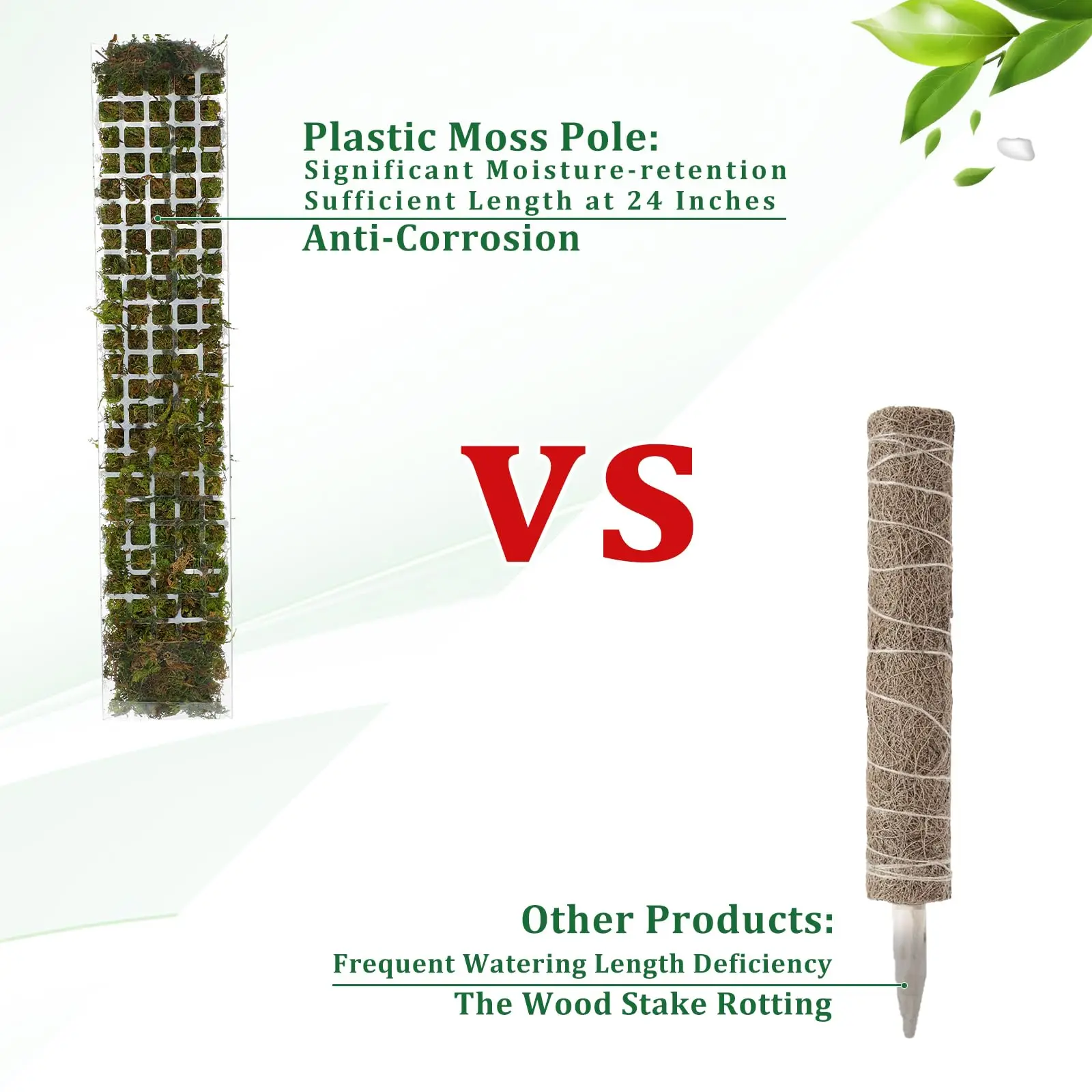 Soporte de Plástico para Plantas Trepadoras de Interior, Tutor para Plantas, Varilla de Musgo para el Crecimiento de Plantas, Accesorios de Soporte para Jardín