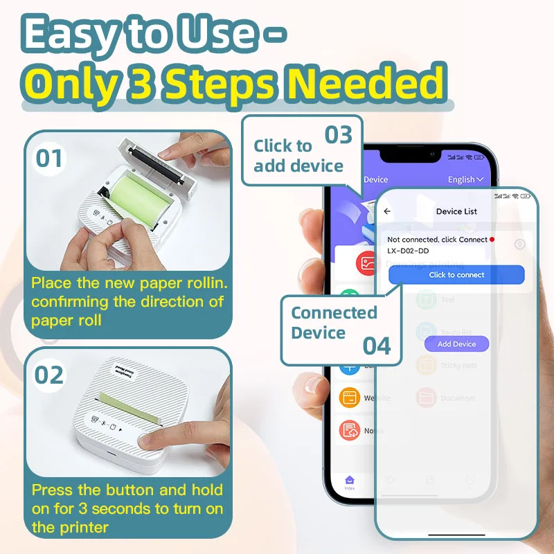 DOLEWA B3 Mini impresoras portátiles inalámbricas Bluetooth fabricante de pegatinas sin tinta impresora etiqueta precio máquina para oficina escuela cocina