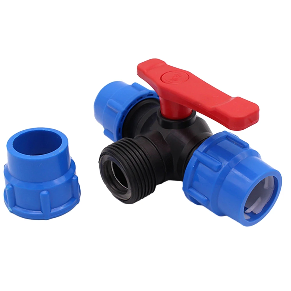 20/25/32/40/50mm PE válvula de bola de 3 vías tubo grifo divisor de agua conector de válvula rápida de plástico accesorios de tubería de agua de riego