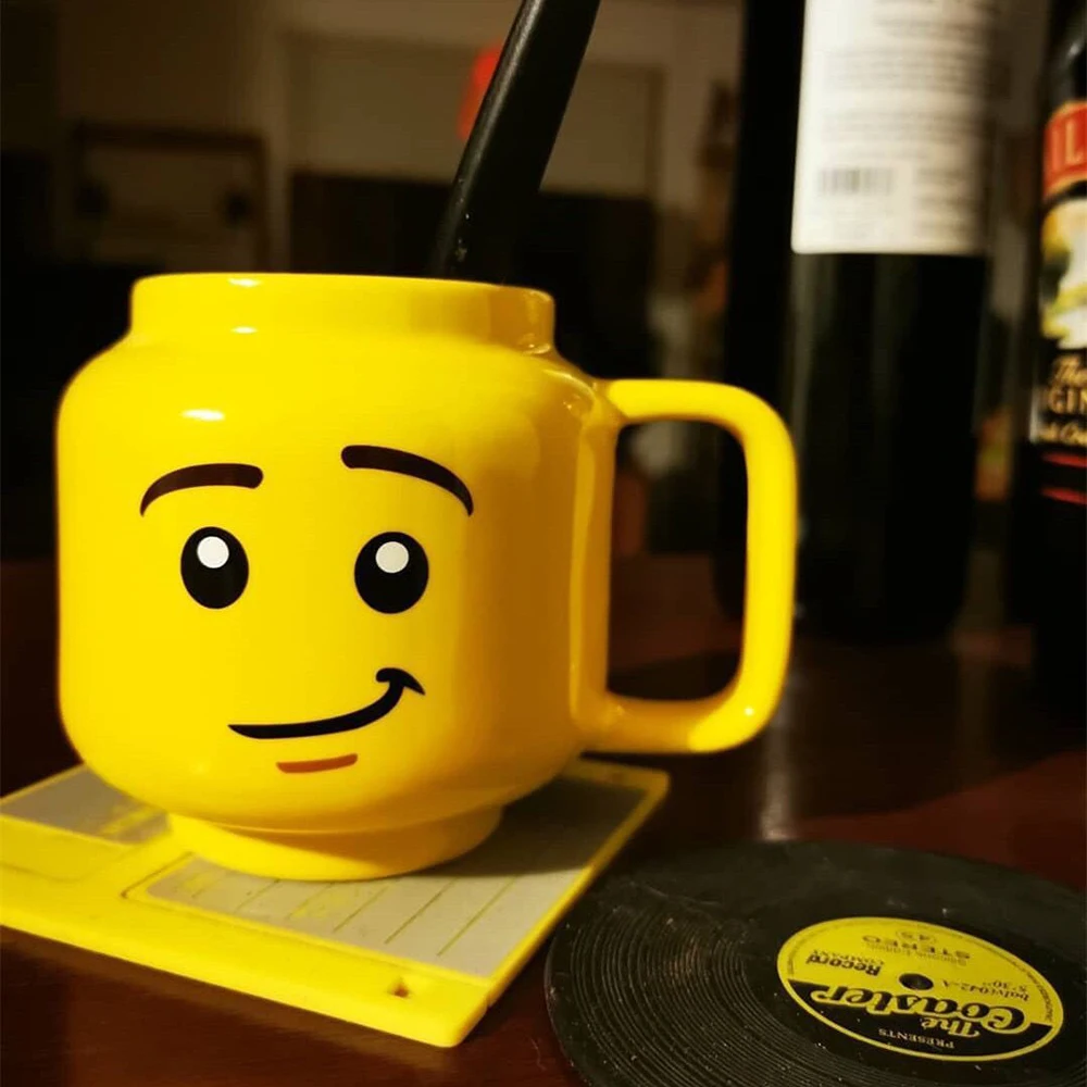 Taza de cerámica de dibujos animados de 250ML con figura de expresión de impacto bonita, patrón de cabeza, café, té de la leche, artículos para beber para pareja, amiga y familia