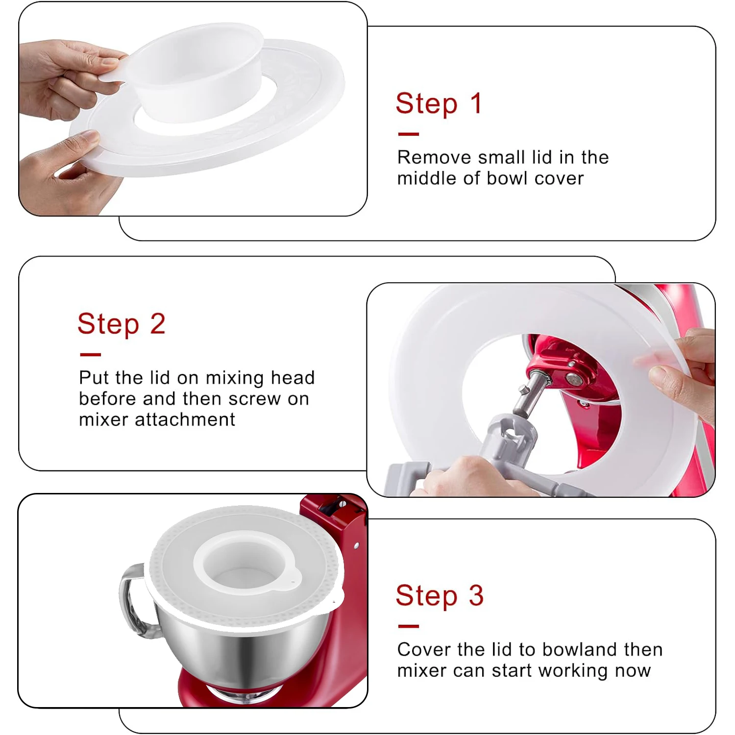 1 uds/2 uds cubiertas para cuencos de mezcladores para KitchenAid 4,5-5 cuartos soporte de cabezal inclinable cubiertas para cuencos de mezcladores tapa