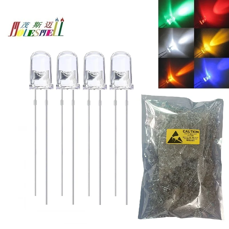 1000 piezas 5mm 20000mcd redondo superior rojo amarillo azul verde blanco naranja lente de Cear de agua diodos de lámpara de luz LED