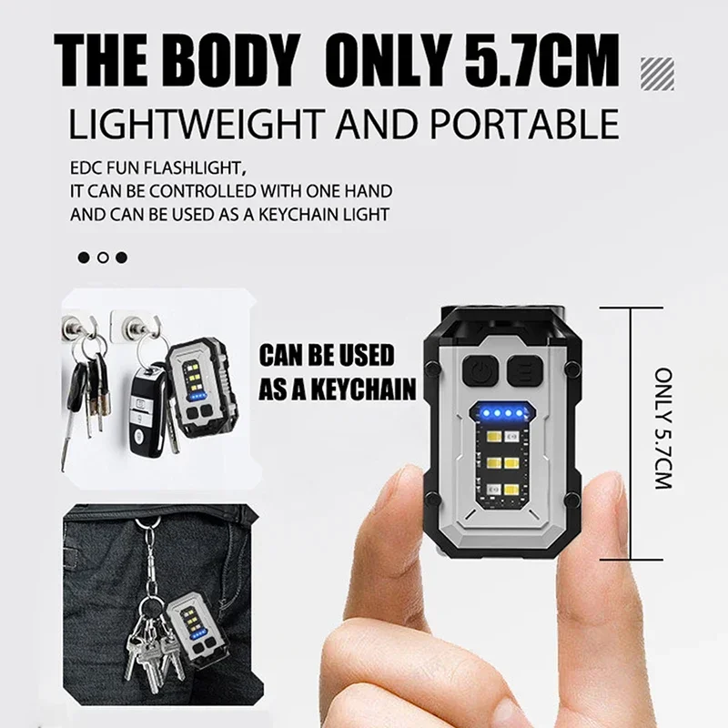 BALDR G111 Linterna de bolsillo superbrillante LED multifuncional Linterna magnética COB EDC Mini llavero linterna recargable