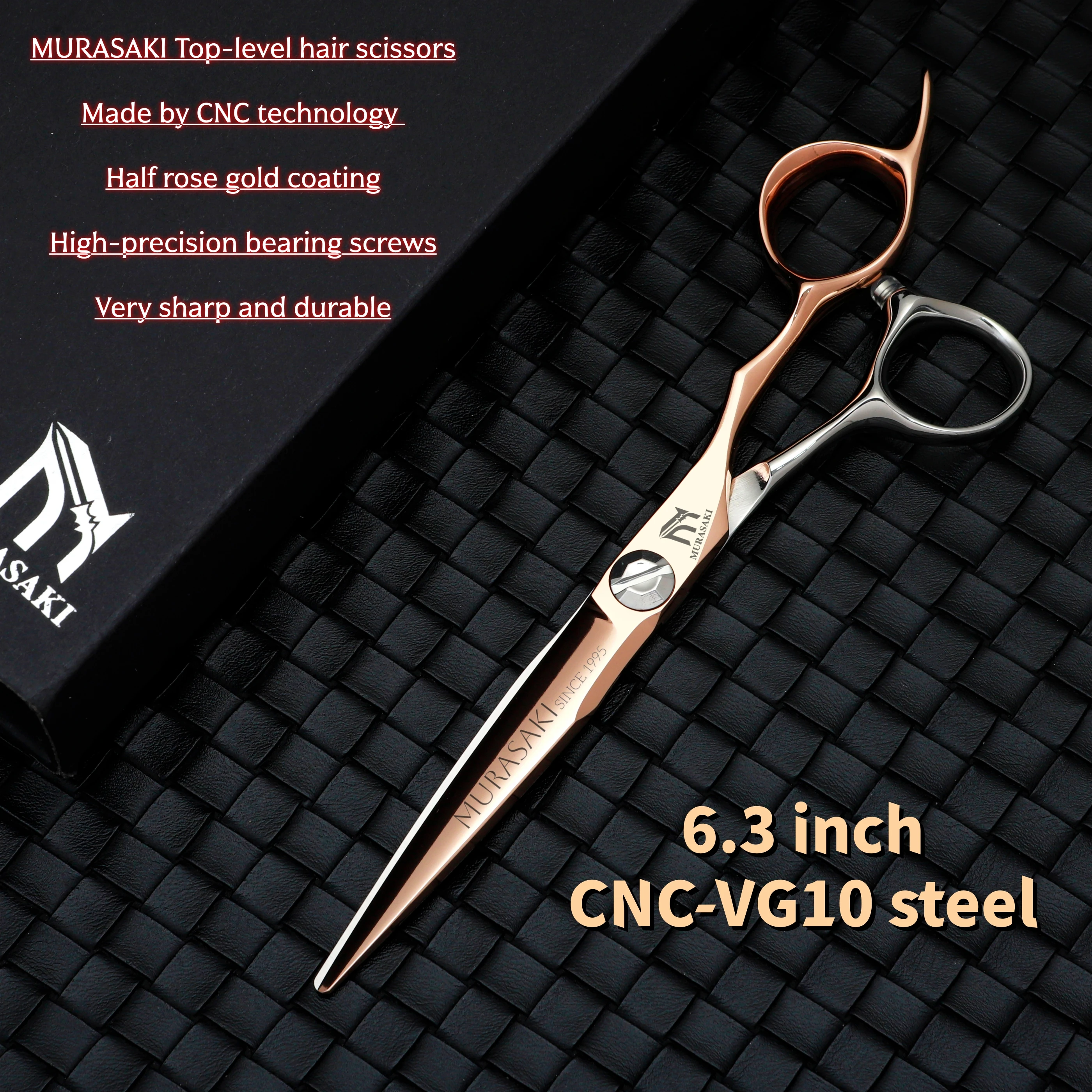 Tijeras de peluquería de acero cobalto VG10 de alta calidad, tijeras para cortar el cabello de 5.7-6.3-6.8 pulgadas, accesorio de barbería con revestimiento de oro rosa