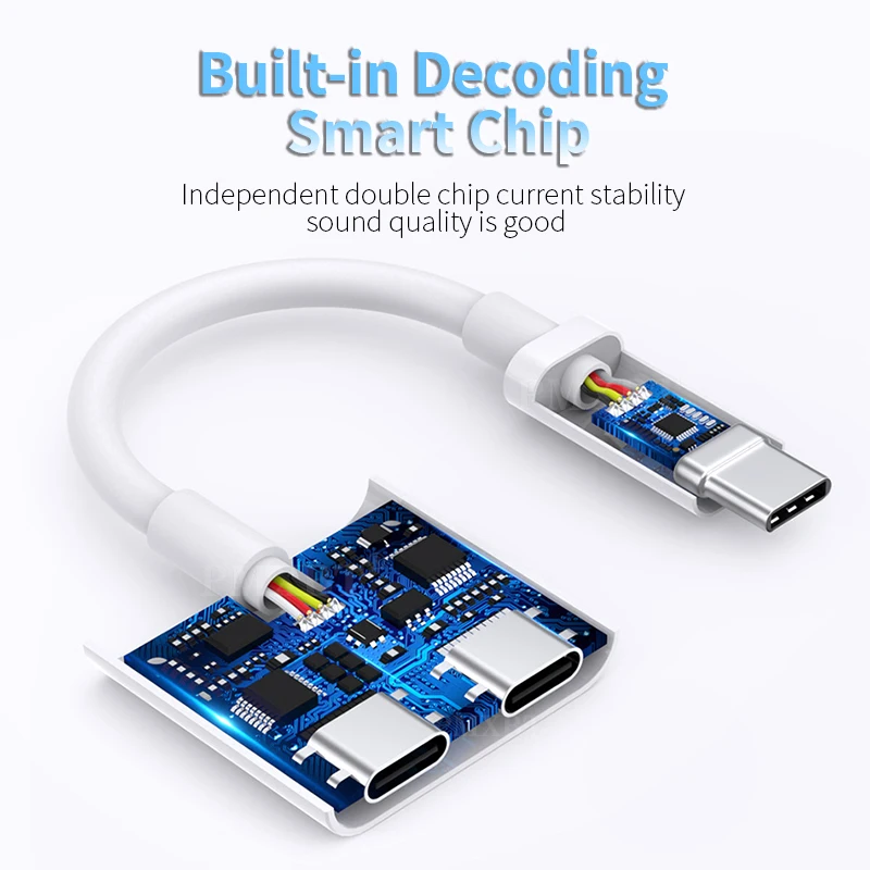 Adaptador de Audio 2 en 1 USB C a Conector de 3.5 MM, Carga Tipo-C, Cable Auxiliar de 3.5 MM para Auriculares con Cable Samsung Xiaomi Huawei