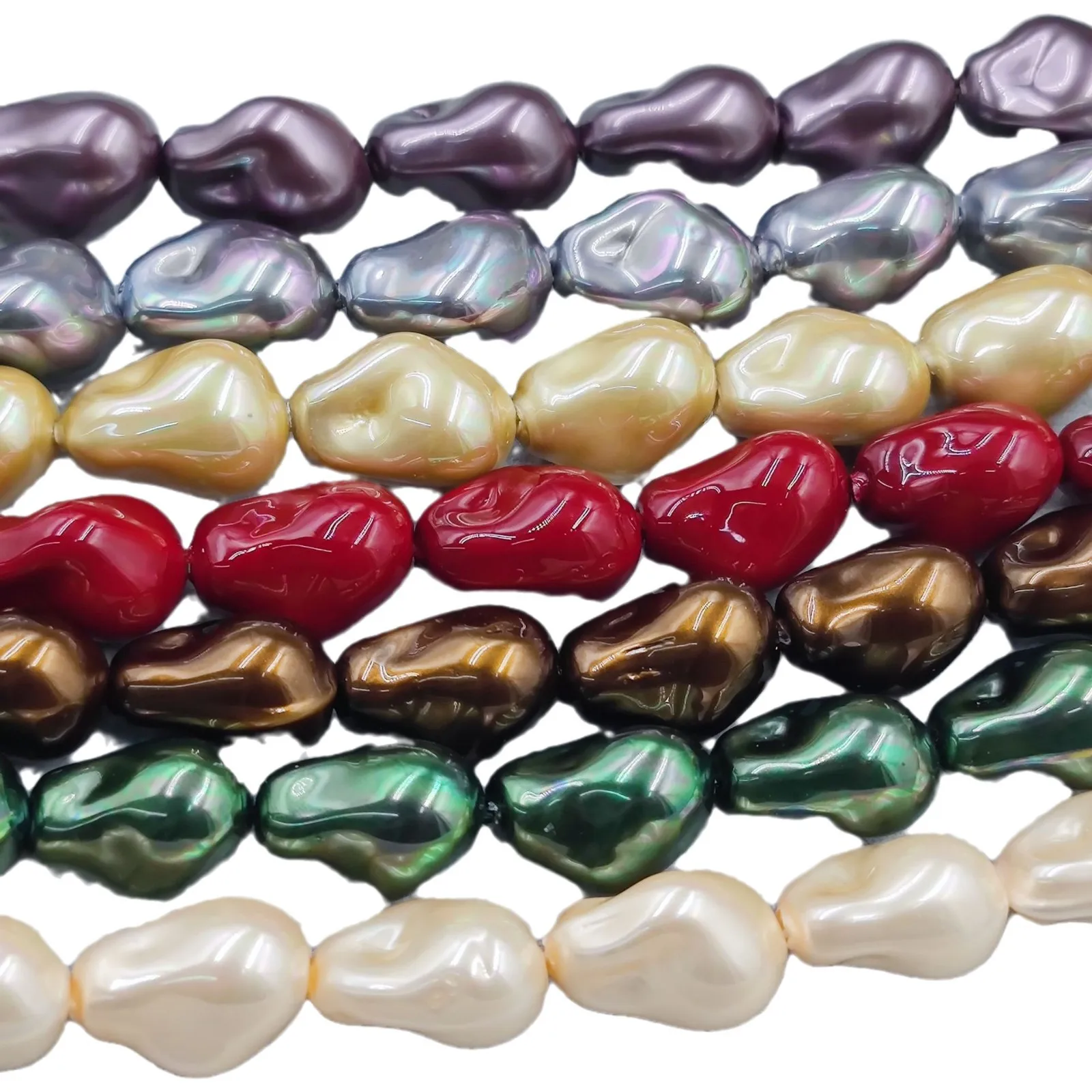 Perlas Barrocas Irregulares con Orificio Recto, Perlas de Concha de Forma Irregular Populares para DIY, Collar de Perlas