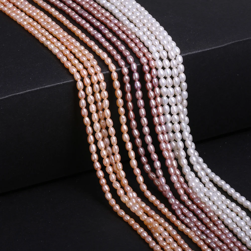 4-5mm AA perla Natural de agua dulce arroz blanco rosa púrpura punzón cuentas sueltas para hacer joyería DIY pulsera collar Accesorios