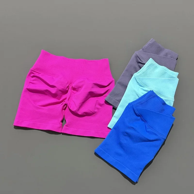 HISTELLO Vision Shorts 4,5 "Df Dupe mujeres Yoga cintura cruzada entrenamiento corto sin costuras Leggings estiramiento Fitness correr pantalones cortos de gimnasio
