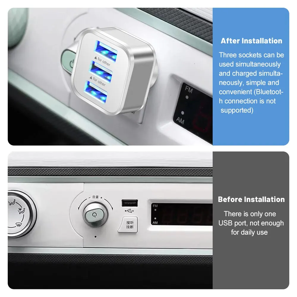 3 Puerto USB Ranuras Adaptador USB 3 en 1 2,0 Multple USB Interfaz Extensor Auto Electronics Accesorios