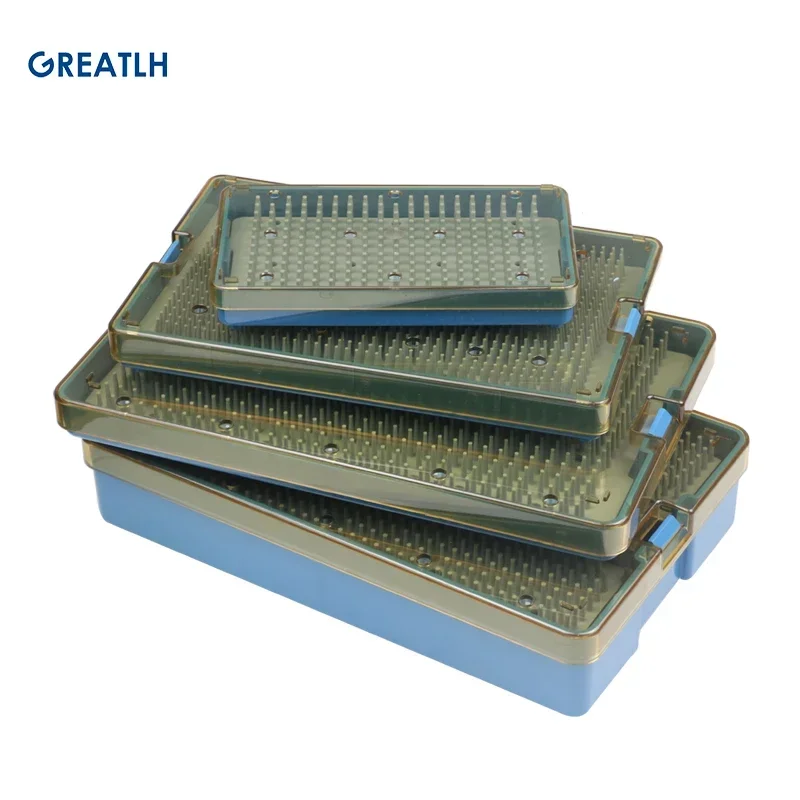 GREATLH Caja de desinfección de silicona con bandeja de esterilización de almohadilla Caja para autoclave de instrumentos quirúrgicos