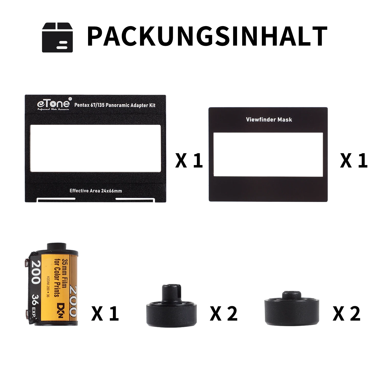 eTone Kit de adaptador para cámara Pentax 67, 6x7, 67II, 120, película a 135, adaptador de foto panorámica