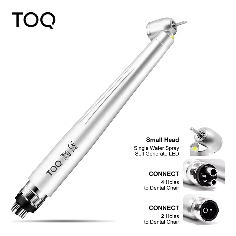 Pieza de mano Dental LED de alta velocidad, generador electrónico, cabezal pequeño integrado, botón pulsador, pulverizador de agua individual, 45 grados