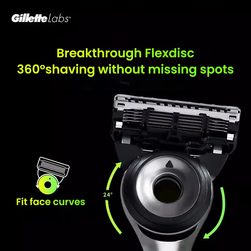 Gillette Labs Razor Aurora Series Flexdisc Afeitadora de seguridad manual Máquina de afeitar 2 recambios de cuchillas de 5 capas con soporte magnético