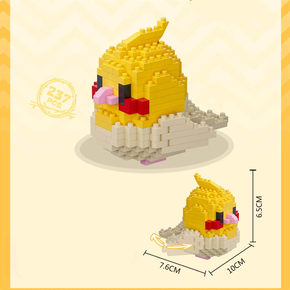 Juego de bloques de construcción pequeños de pájaro bonito Kawaii, juguetes educativos creativos de construcción para niños y niñas, juguetes adecuados para decorar
