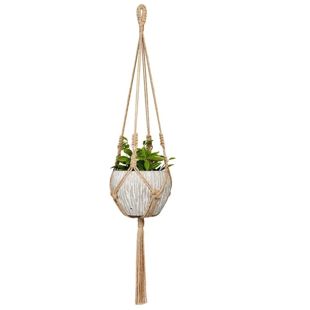 Colgador de macramé para plantas, cesta colgante para interior, cuerda de algodón tejida, maceta, soporte para plantas de ganchillo, soporte para decoración del hogar Bohemia