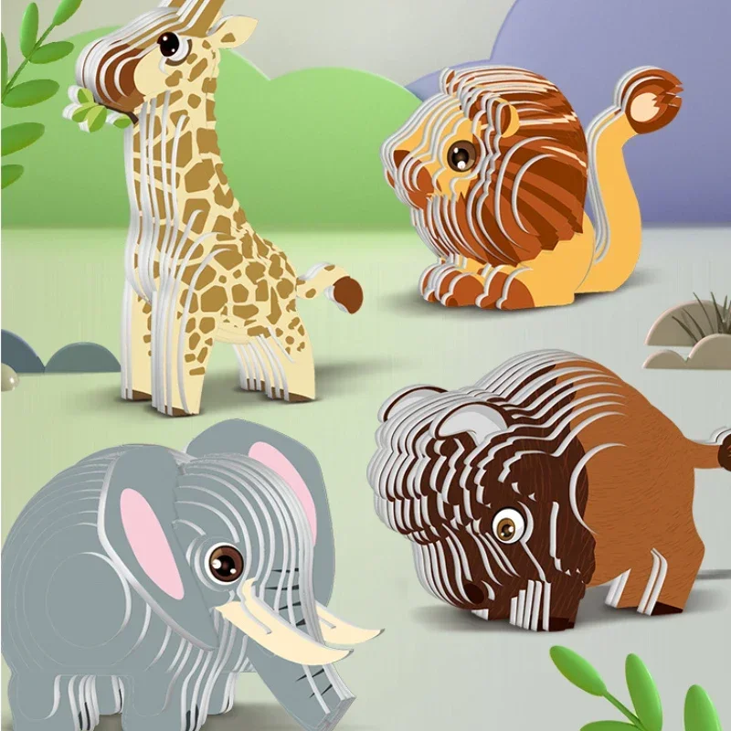 Rompecabezas 3D para niños, juguetes educativos de dinosaurios del Mundo Jurásico, rompecabezas de animales de papel, modelo de dibujos animados, juguetes, regalo del Día de los niños