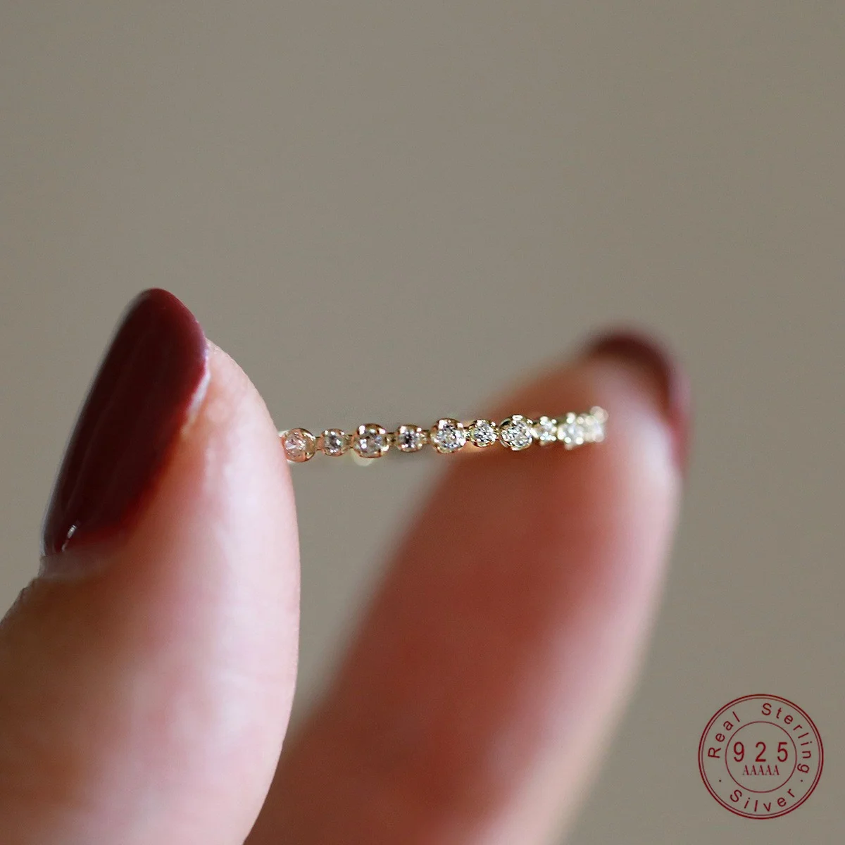 Anillo geométrico de circón brillante de oro de 14K chapado en plata esterlina 925 para mujer, accesorios de joyería para fiesta y boda