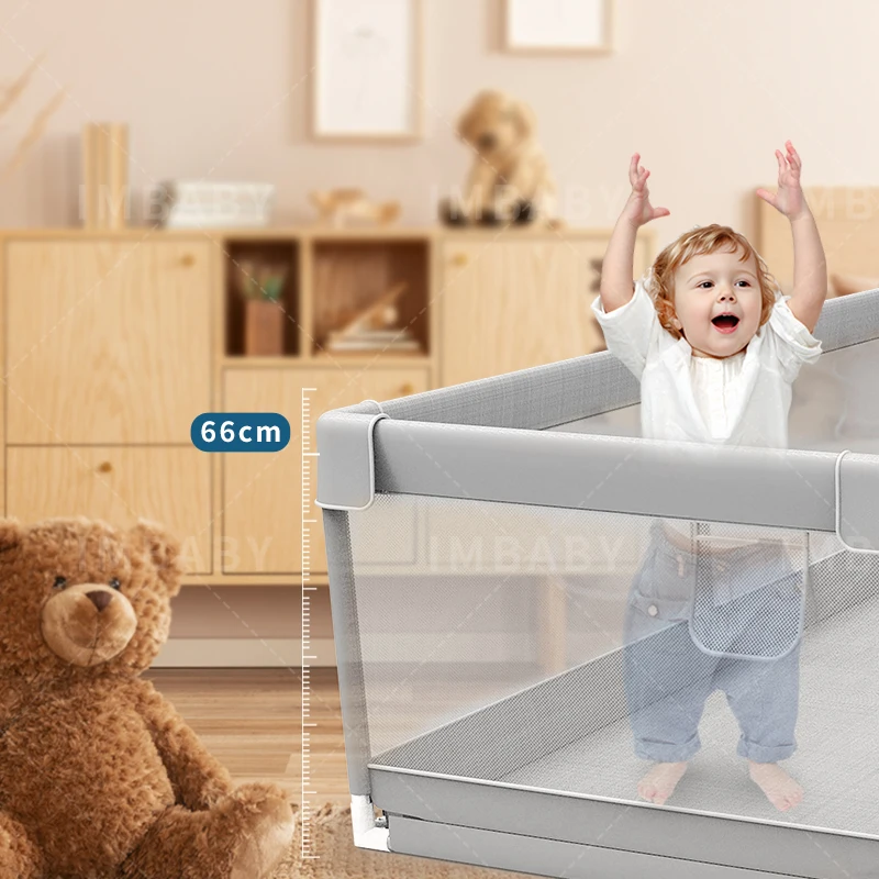 Parque infantil para bebés, parque infantil gris claro, parque infantil grande para bebés con ángulo protector, valla de actividades para bebé