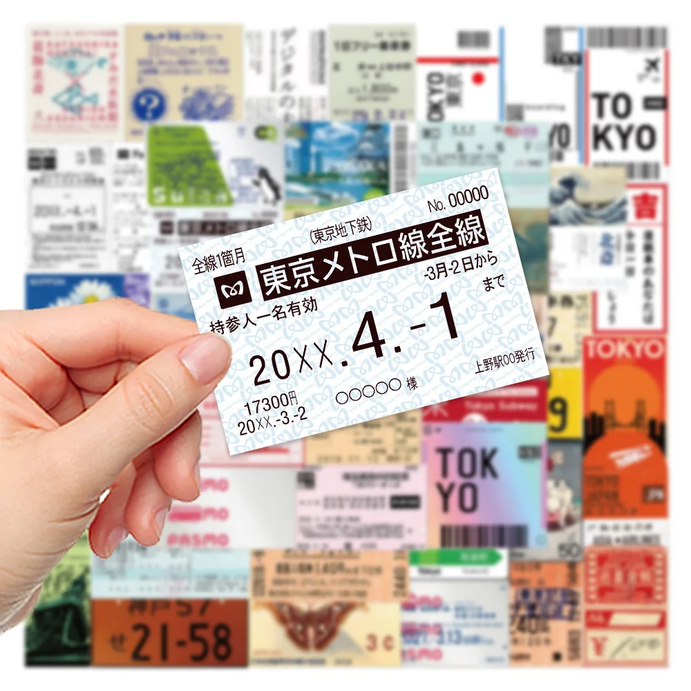 Pegatinas de entradas Vintage japonesas, decoración bonita, maleta de viaje DIY, teléfono, Notebook, bicicleta, guitarra, pegatinas de grafiti, juguete, 10/30/60 Uds.
