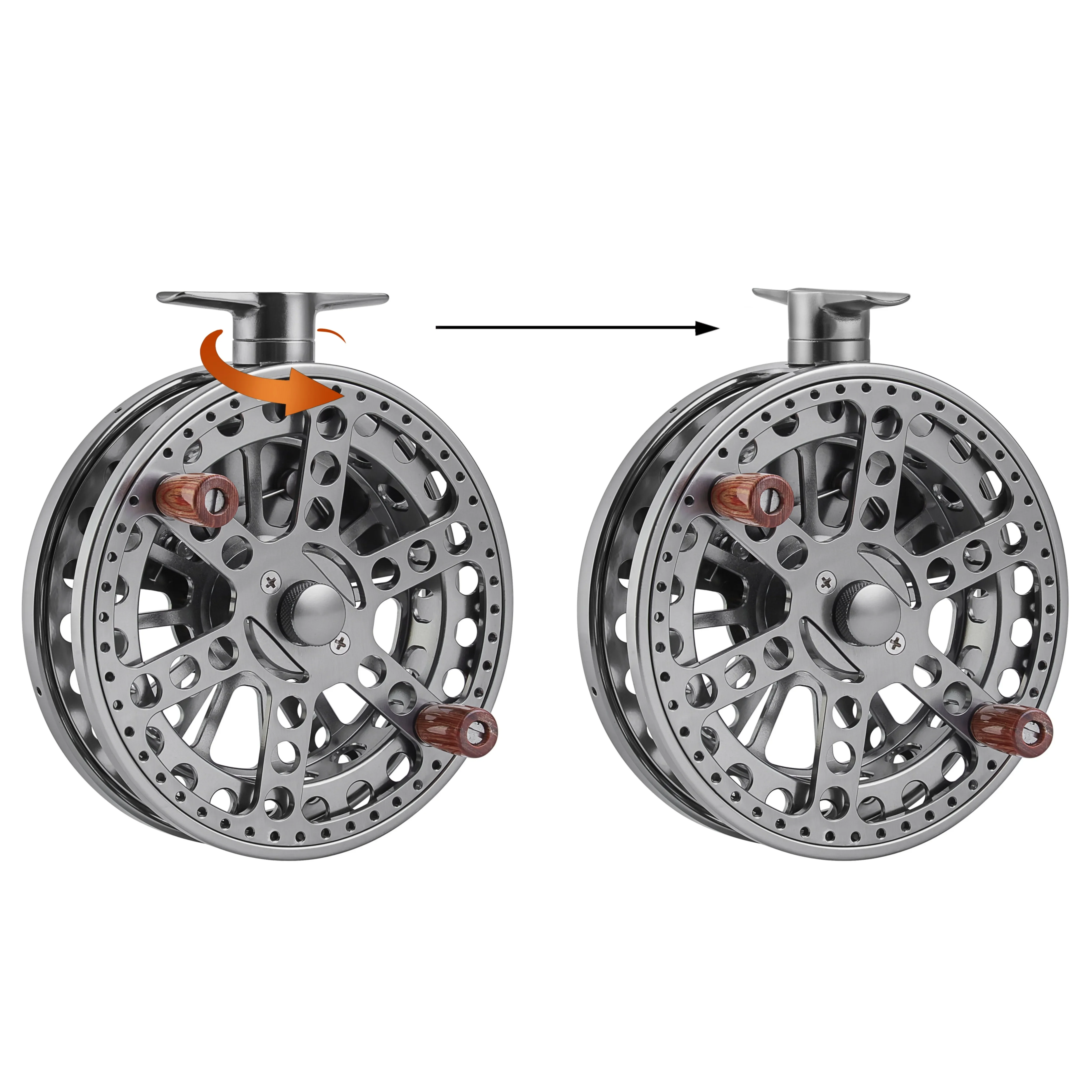 Carrete flotante de 120mm, 4 y 3/4 pulgadas, dirección cambiable para trote grueso, barra Steelhead, pesca flotante de salmón