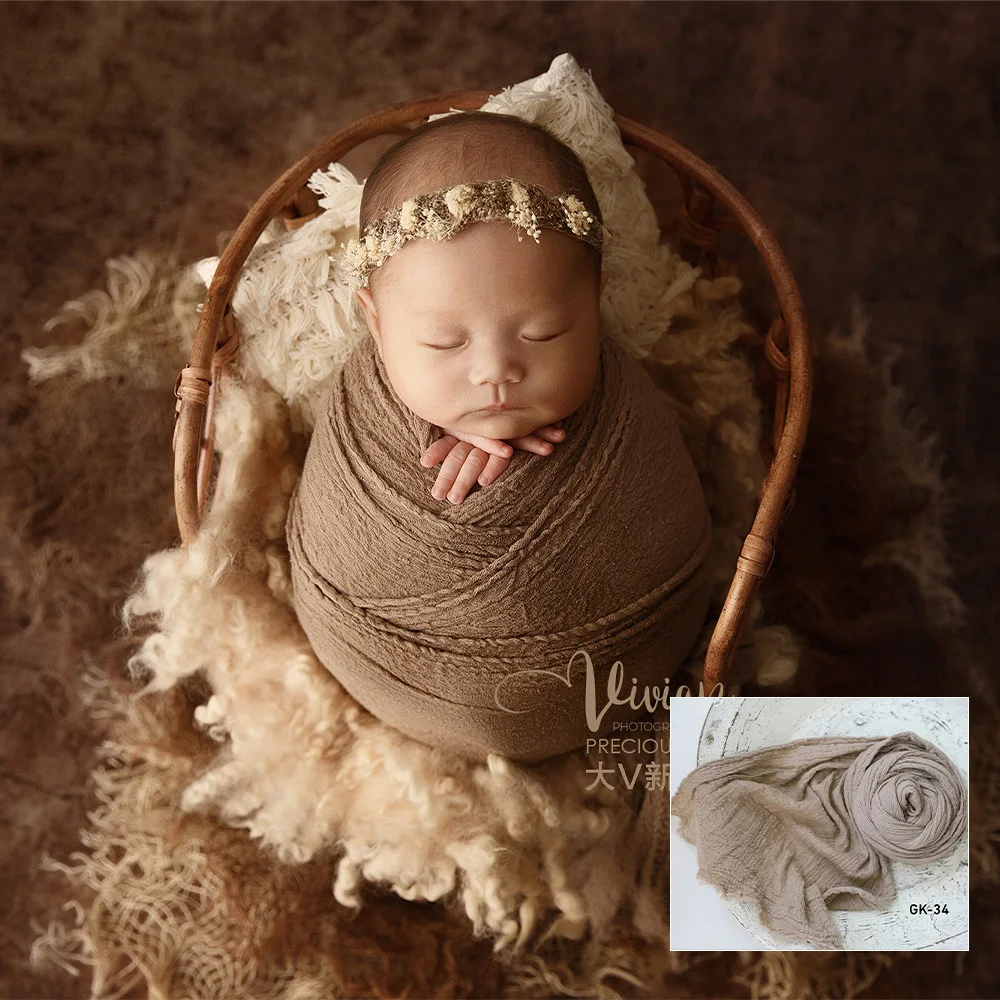 Accesorios de fotografía para recién nacidos, envoltura de Seersucker de algodón suave, alta elasticidad, ayuda para posar al bebé, accesorios para sesión de fotos, accesorios para bebés