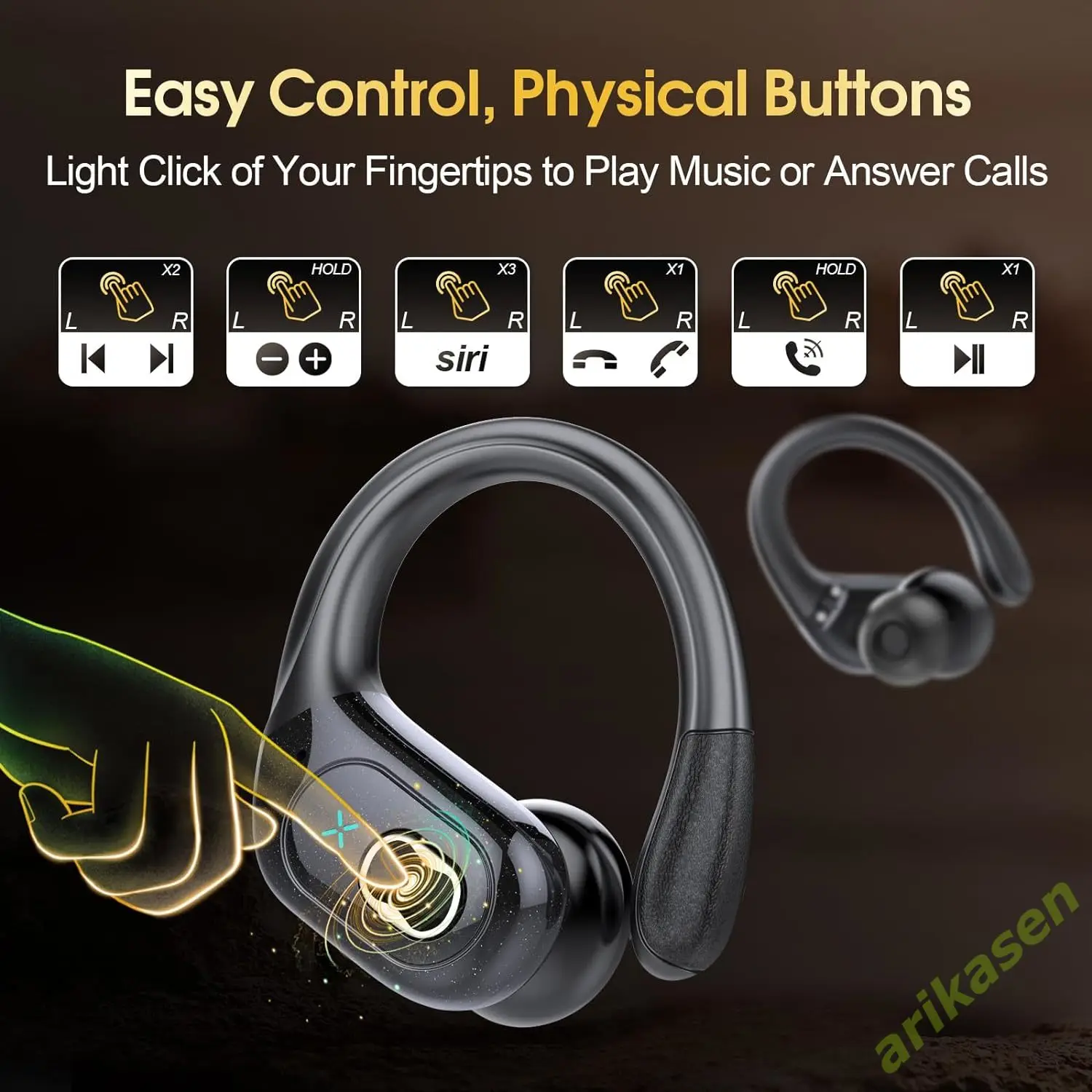 Auriculares Bluetooth 5,3, auriculares inalámbricos 2024, auriculares deportivos Bluetooth de 75 horas con micrófono con cancelación de ruido, auriculares impermeables IPX7
