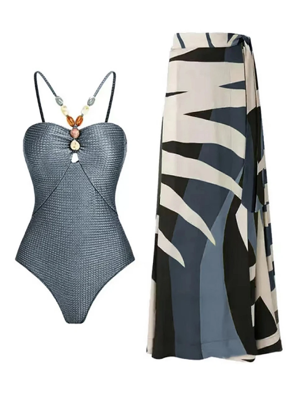 Bikinis de Dos Piezas, Traje de Baño para Playa 2026, Body Sexy con Cordones y Falda Larga para Mujer, Conjunto de Bikini para Baño y Natación de Verano