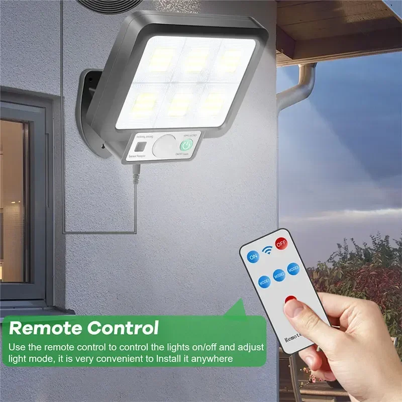 Lámpara LED Solar de pared dividida, 3 modos, impermeable, Sensor de movimiento, iluminación de calle de jardín, luz de pared de seguridad para garaje