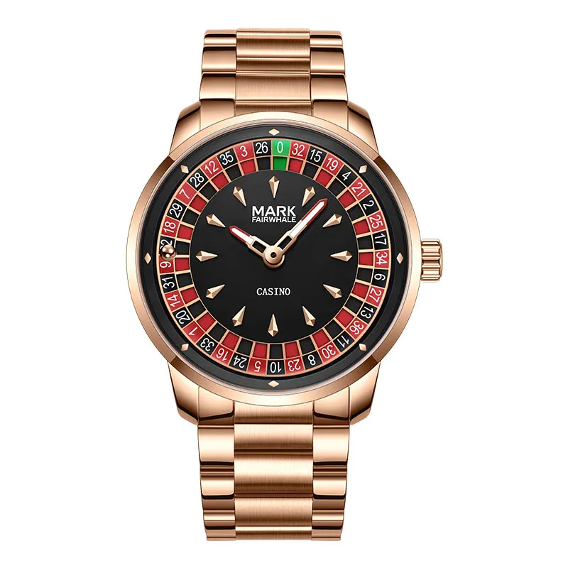 Reloj de Cuarzo para Hombre Mark Fairwhale 5031, Nueva Marca de Alta Gama, Esfera Digital Giratoria, Entretenimiento, Resistente al Agua, Luz Nocturna