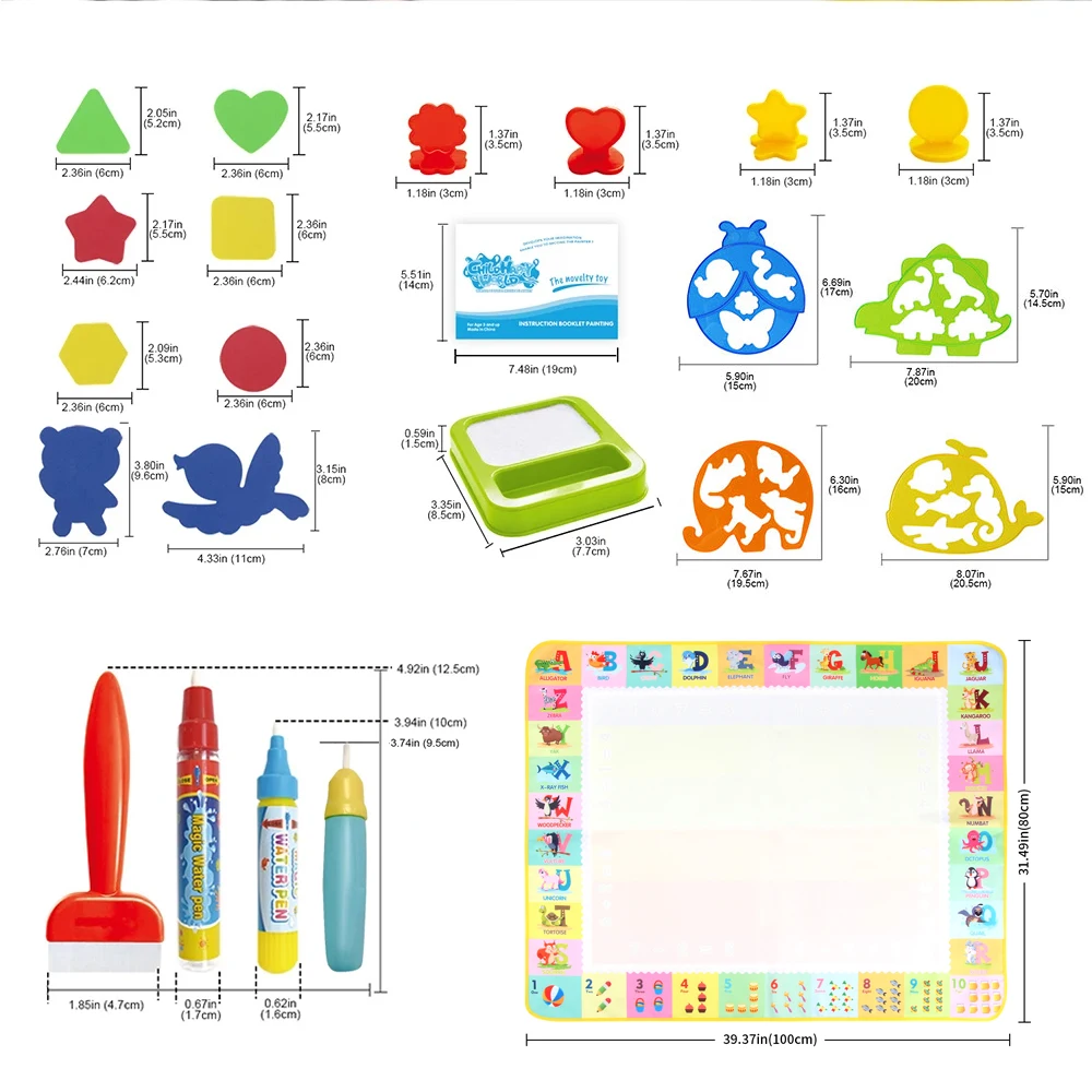 Estera mágica de dibujo al agua de 100x80CM, garabatos para colorear con bolígrafos mágicos reutilizables, tablero de pintura Montessori, juguetes educativos, regalos para niños