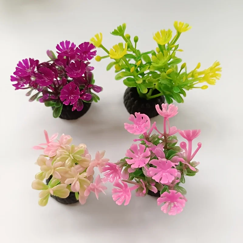 Plantas de acuario de algas marinas artificiales vibrantes, decoración de paisajismo de pecera, diversa y realista, 10 piezas