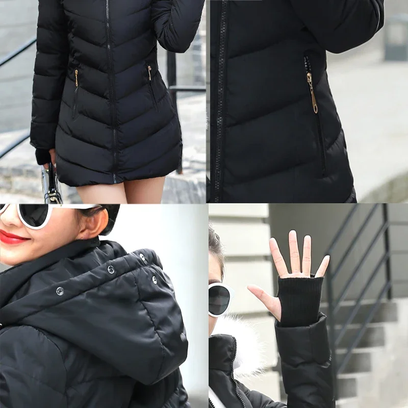 Chaqueta de invierno para mujer, nueva colección 2026, moderna, ajustada, de algodón acolchado, cálida, abrigada, abrigo largo, parka, chaquetas para mujer