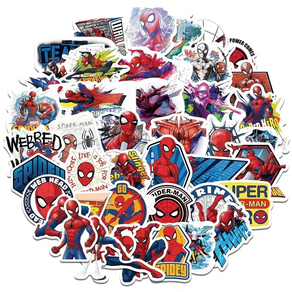 50 Pegatinas de Spider-Man Oficiales, Resistentes al Agua, de Vinilo, para Botellas de Agua, Computadoras Portátiles, Teléfonos, Cuadernos, Decoración