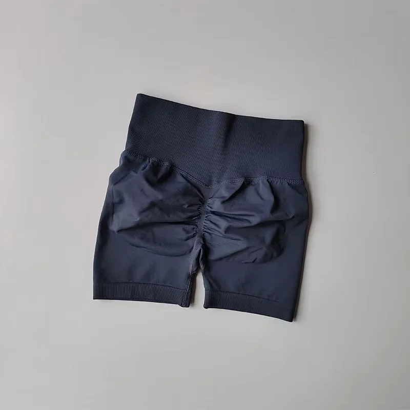 Pantalones cortos deportivos de realce de cadera color melocotón para mujer, cintura alta y ajuste de cintura, adelgazamiento, correr, secado rápido de cadera, pantalones ajustados de tres puntos