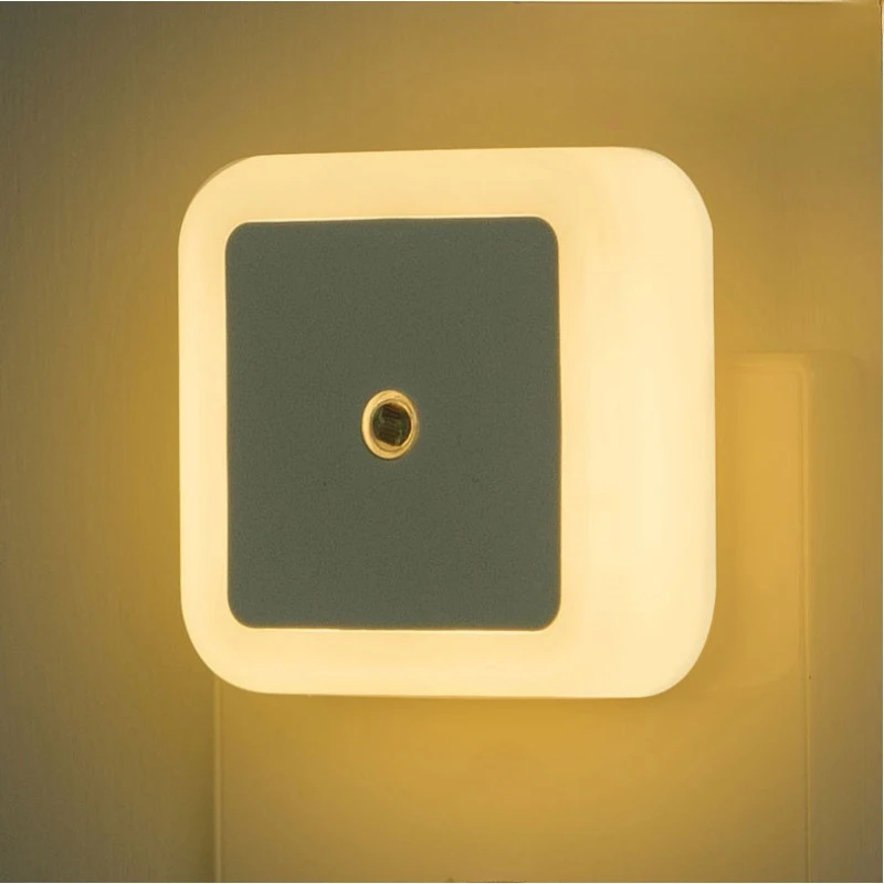 Mini luz LED nocturna UE/EE. UU./Reino Unido enchufe Sensor de luz forma cuadrada lámpara de noche para habitación de niños dormitorio cabecera pasillo 110V 240V