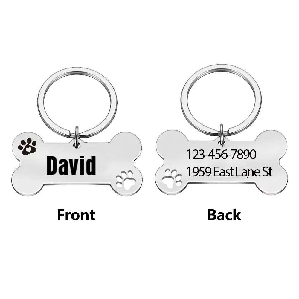 1 unidad de etiquetas de perro personalizadas con nombre y texto románticos AURA, placa con nombre para mascotas, Collar de perro personalizado con nombre para mascotas