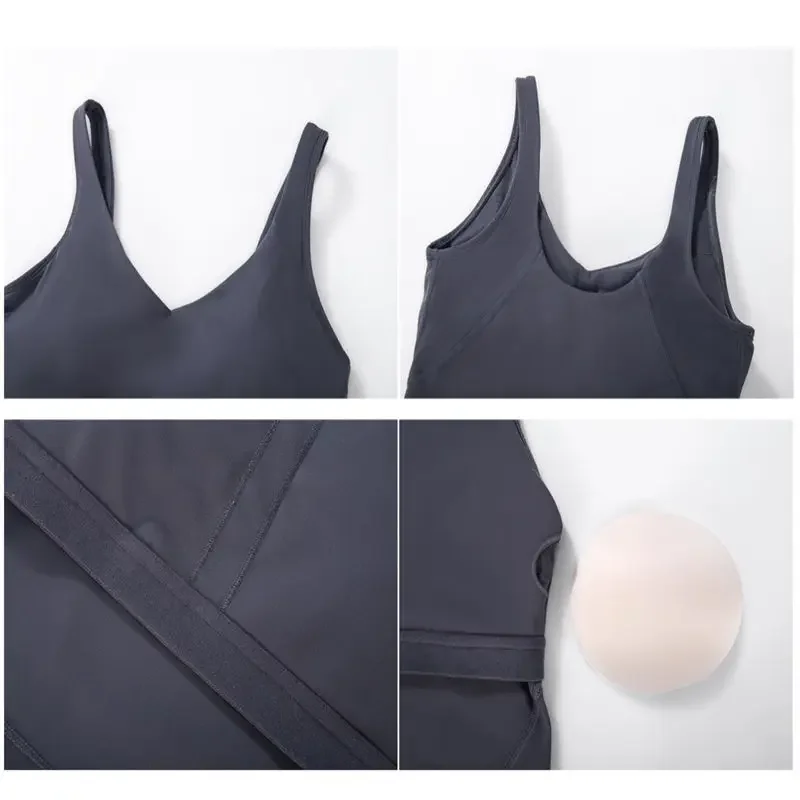 Nepoagym PASSION Camiseta sin mangas con estante incorporado, sujetador corto con acolchado extraíble, sujetador deportivo palangre para yoga y gimnasio