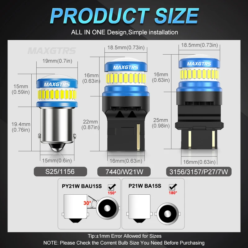 Bombilla LED de freno inverso para coche, luz de señal de giro de 12V, 2x1156 BA15S P21W 1157 7440 7443 W21/5W 3157 BAZ15D BA15D P21/5W Bau15s