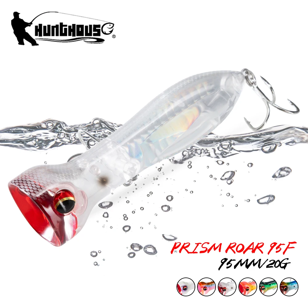 Hunthouse PRISM ROAR Popper Flotante de Superficie WTD Señuelo de Pesca de Carpa 95mm 20g Wobbler Cebo Duro Artificial para Lubina