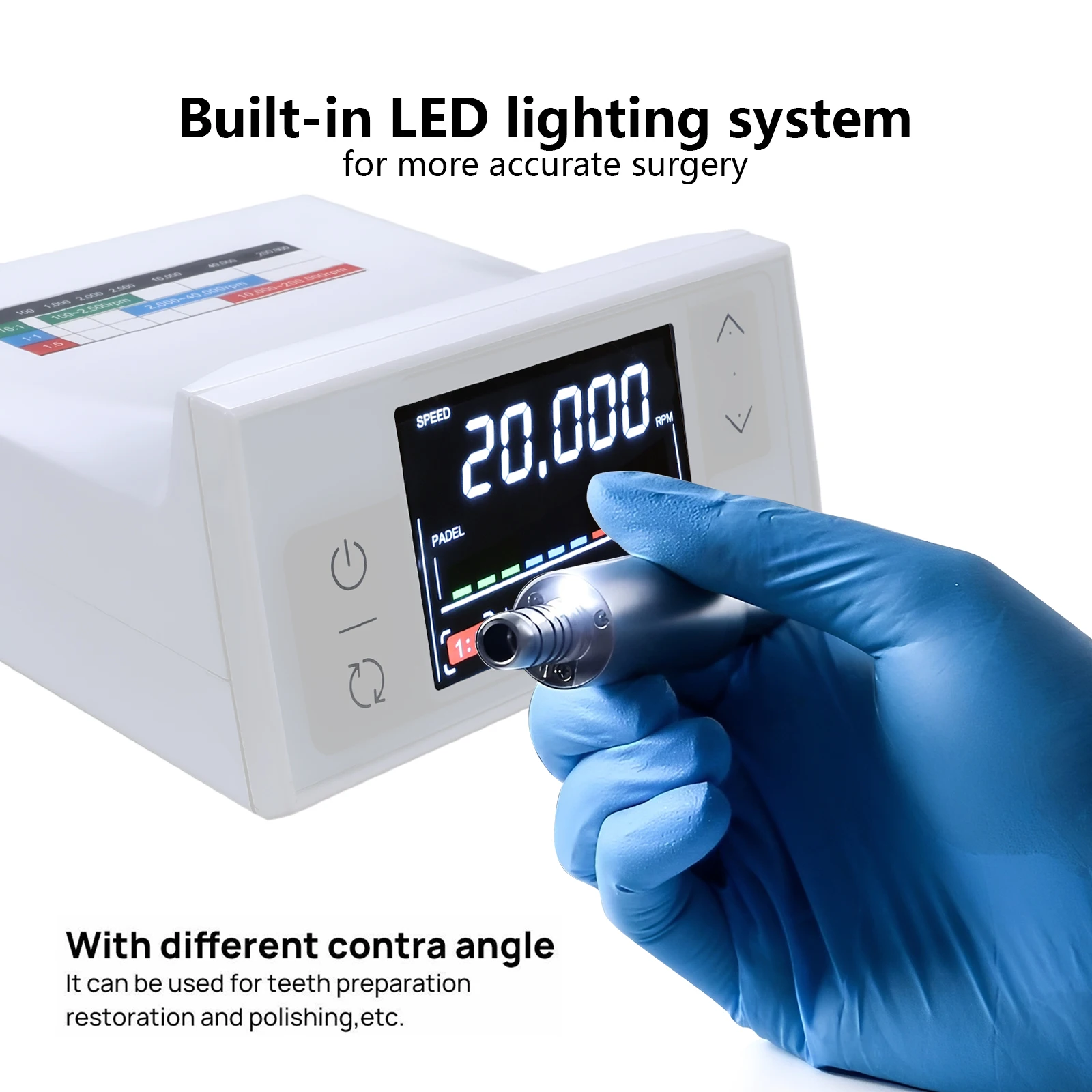 Motor eléctrico dental portátil sin escobillas, micromotor digital para pieza de mano LED 1:1/1:5/16:1, herramientas para dentistas