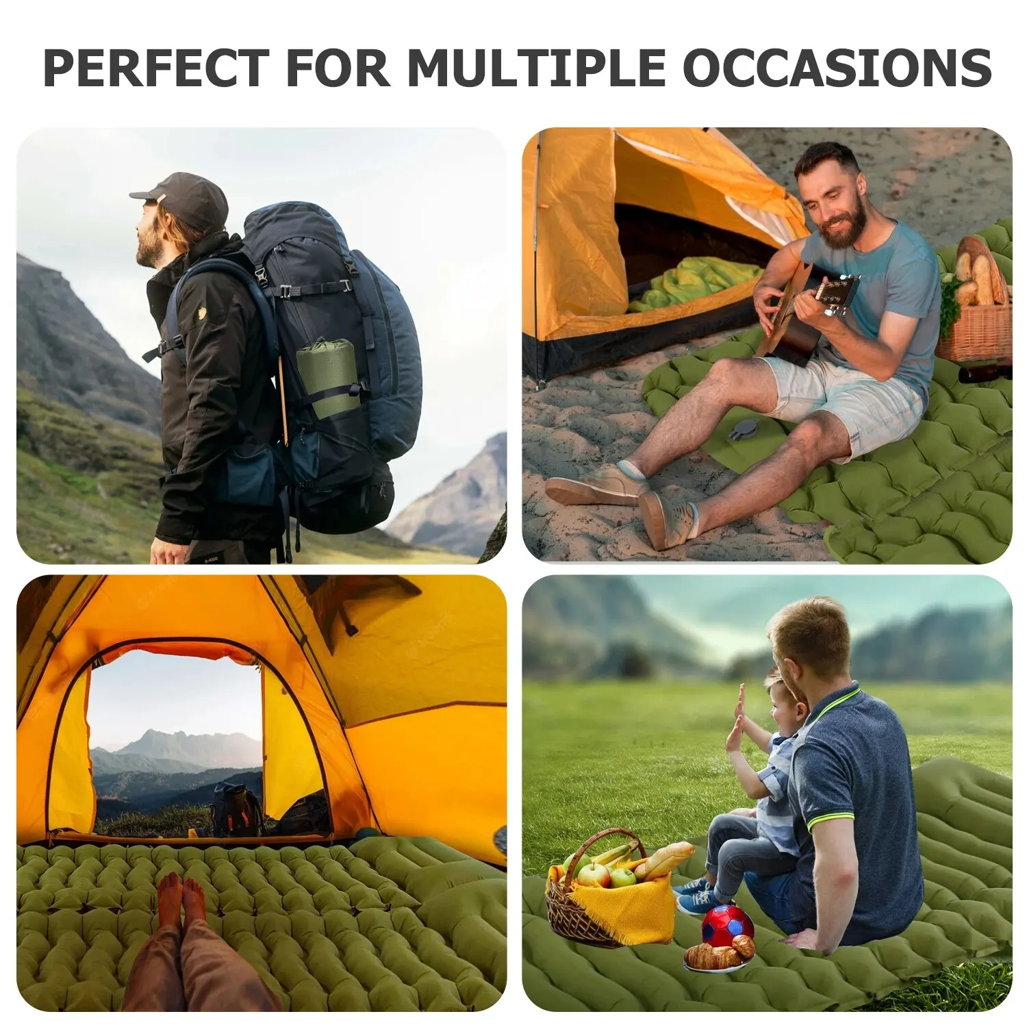 WESTTUNE-colchón inflable para acampar al aire libre, almohadilla para dormir gruesa con almohada integrada y estera de aire con bomba para viajes, senderismo y escalada