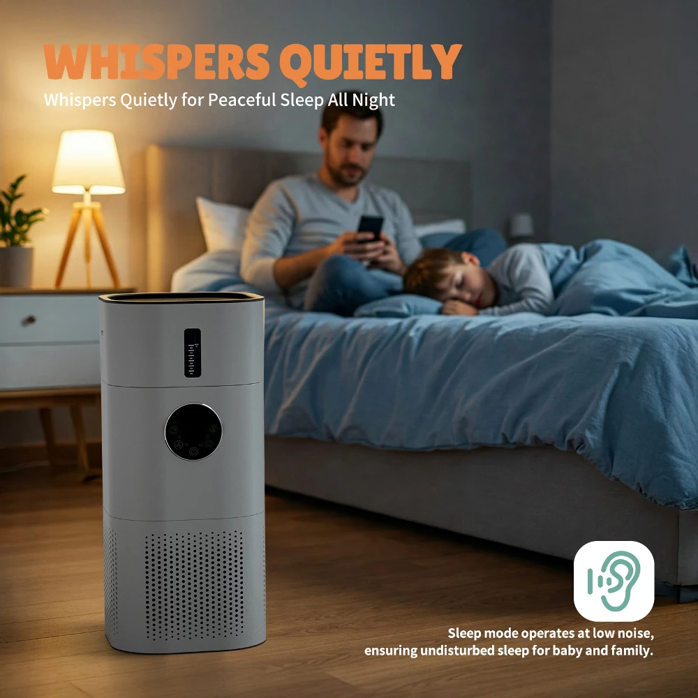 ROUNY Purificador y humidificador de aire, aparato multifunción 2 en 1, humidificación desodorizante y sin niebla, blanco