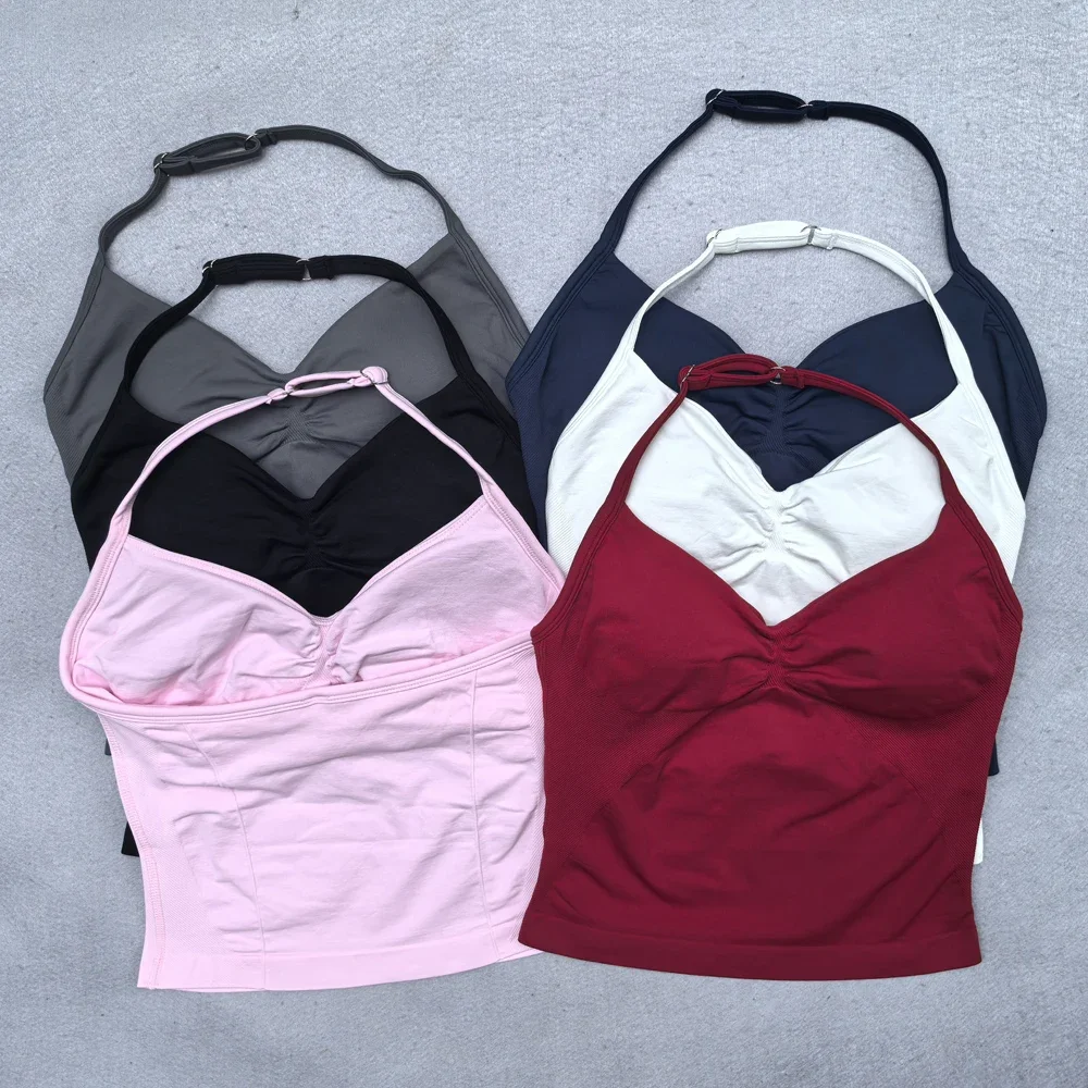 Conjunto de Yoga de 2 piezas para mujer, camiseta sin mangas con tiras ajustables sin costuras, pantalones cortos deportivos, ropa de gimnasio, trajes de entrenamiento de verano para mujer