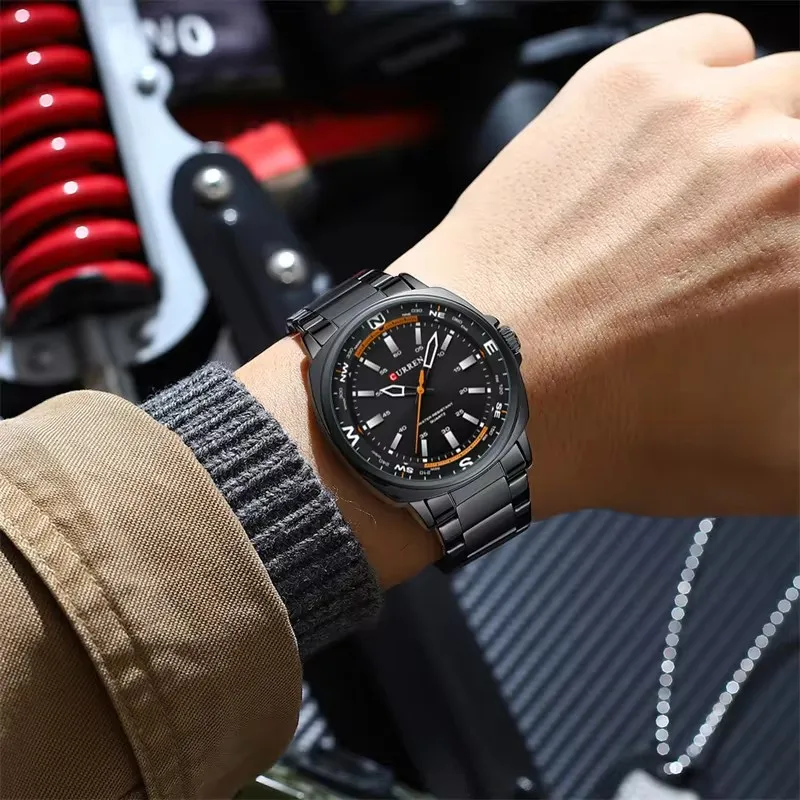 Reloj de Cuarzo CURREN 8455 para Hombre, Esfera Grande, Resistente al Agua, Correa de Acero Inoxidable, Casual, Elegante, para Negocios, Reloj Hombre