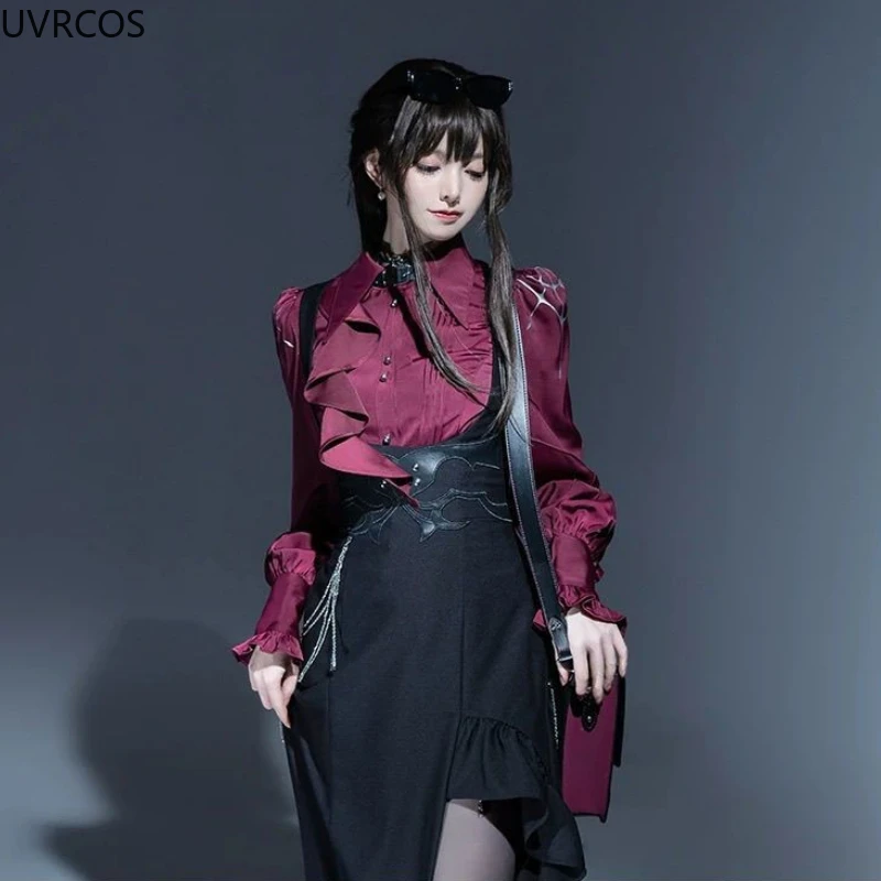 Camisas victorianas Vintage elegantes de Lolita para mujer, blusas irregulares de manga larga con volantes, Tops ajustados góticos japoneses Y2k para mujer