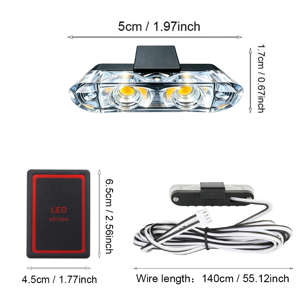 2 Luces Estroboscópicas LED para Parrilla de Coche, Color Ámbar Amarillo, Lámpara de Advertencia Intermitente LED de 12V, Accesorios para Parrilla de Vehículo